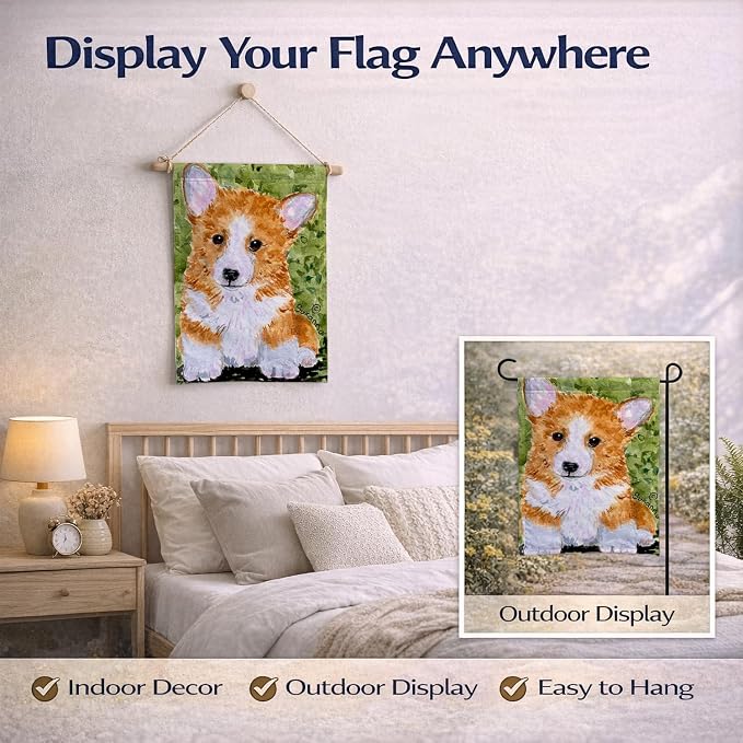 Caroline's Treasures SS8710GF Corgi Garden Flag Mailbox Flag Decorative Yard Flag Banner Outside Patio Artwork Yard Flower Beds, Garden Size, Multicolor