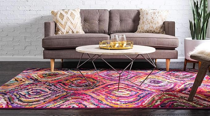 Unique Loom Estrella Collection Colorful, Abstract, Geometric, Gradient, Modern Area Rug (8' 0 x 11' 0 Rectangular, Multi/Pink)