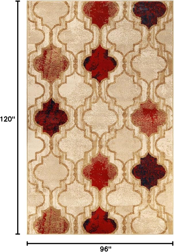 SUPERIOR Modern Indoor Area Rug, Non Slip Rug, 8'x10', Beige | Geometric Design Floor Décor, Easy Care High Traffic Areas Living Dining Room, Bedroom, Office, Entryway, Viking Collection