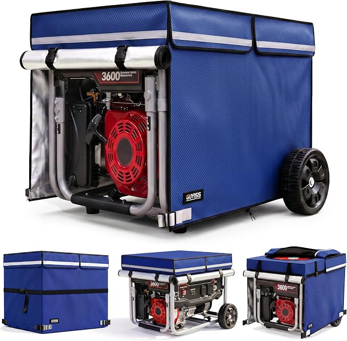 Generator Covers While Running. All-round Double-layer Protection. 32"L×24"W×24"H. The Top can be Opened for Adding Fuel. Blue.