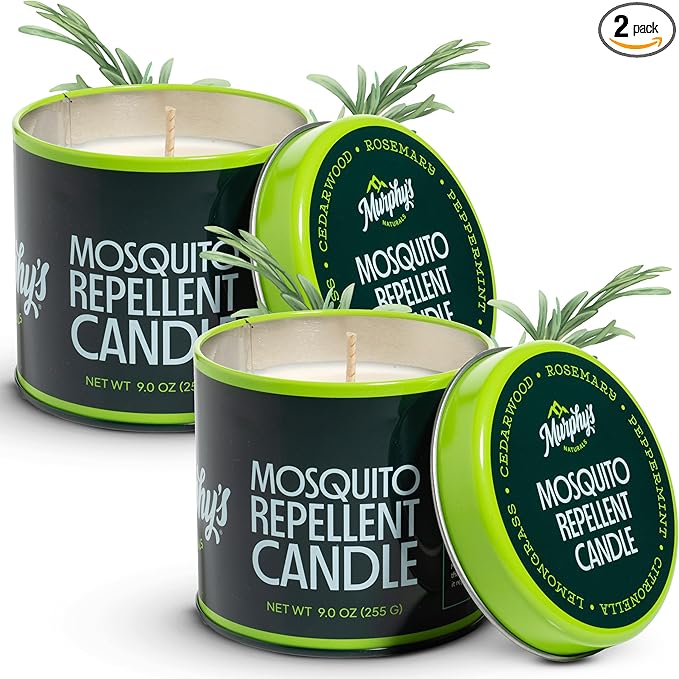Murphy's Naturals Citronella Mosquito Repellent Candles, 9 oz (Pack of 2) | Soy & beeswax blend with rosemary, peppermint, citronella & lemongrass oils; 30-hour burn for patios & outdoor spaces