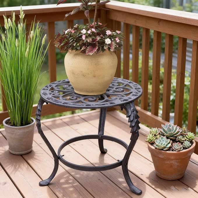 Notakia Plant Stand Indoor Outdoor Clearance Heavy Duty Cast Iron Plant Table for Patio & Garden, Tall Vintage Decorative Metal Plant Rack, Wrought Iron Flower Pot Holder for Home Garden Porch Yard
