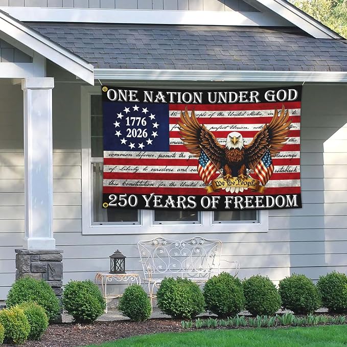 3 Ply 250 Year American Anniversary Flag 3x5 Double Sided 250 Merchandise Decorations 250th Anniversary USA Flag 4th of July We The People 1776 Patriotic American Flags for Outside Banner