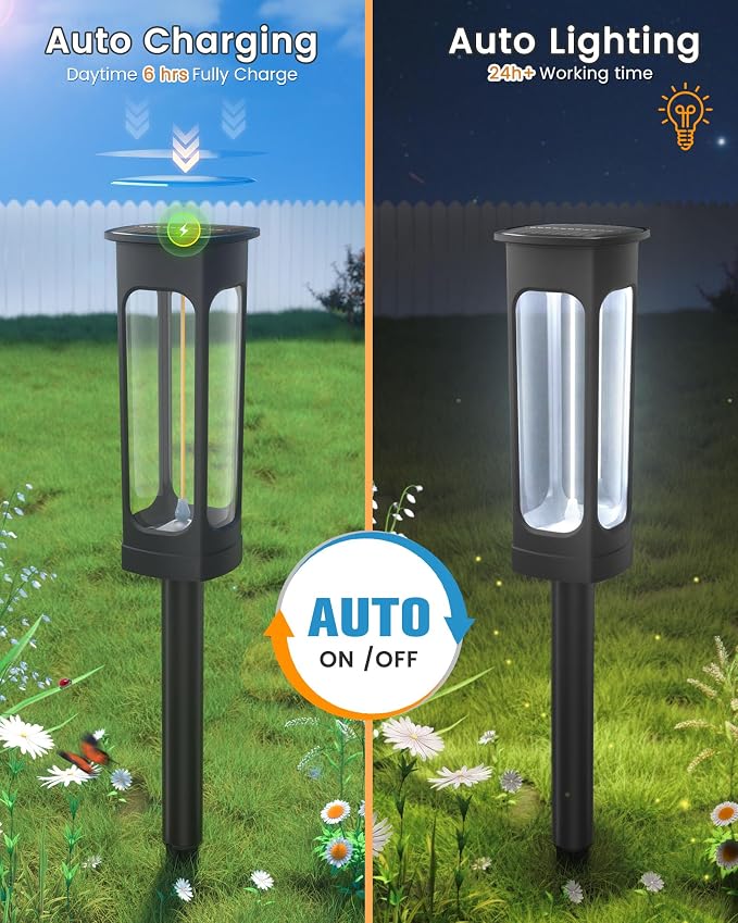 VOLISUN Solar Pathway Lights,6 Pack LED Solar Lights Outdoor Waterproof, Landscape Lighting,Cool White Color Solar Path Lights,Landscape Lights,Solar Garden Lights for Yard Lawn Driveway Walkway