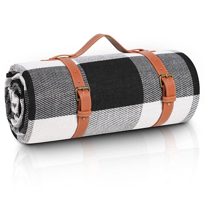sapsisel 80”x 80” Picnic Blanket Extra Large, Waterproof and Foldable Beach Blanket, 3-Layer Outdoor Blanket for 6 to 8 Adults, for Camping, Park, Beach, Grass, Indoors…