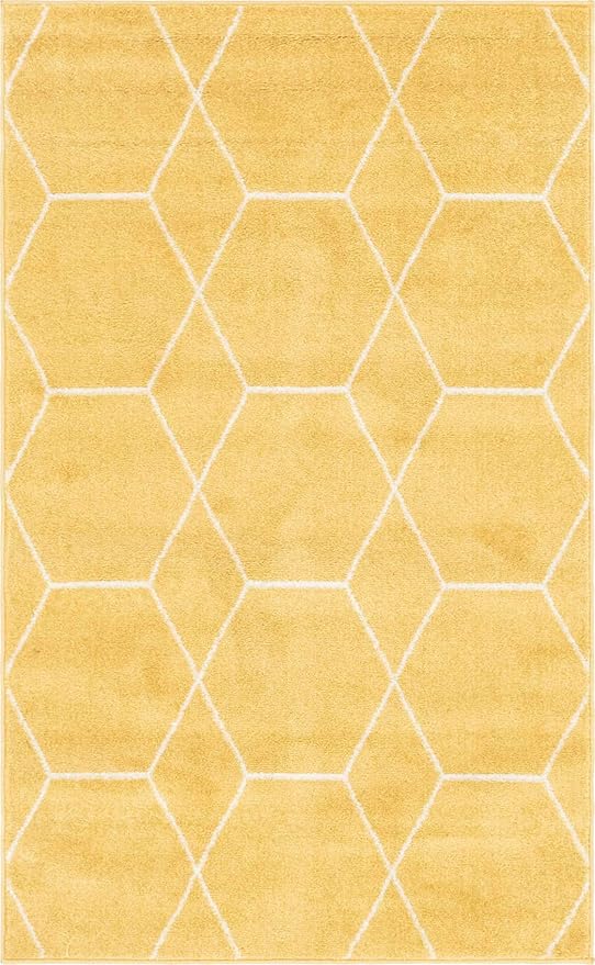 Unique Loom Trellis Frieze Collection Area Rug - Geometric (3' 3" x 5' 3", Yellow/ Ivory)