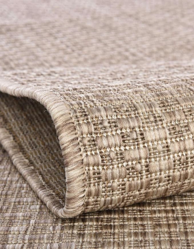 Unique Loom Collection Casual Transitional Solid Heathered Indoor/Outdoor Flatweave Area Rug (2' 2" x 3' 7" Hearth, Beige/Ivory)