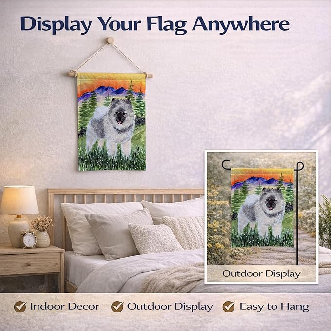 Caroline's Treasures SS8192GF Keeshond Garden Flag Mailbox Flag Decorative Yard Flag Banner Outside Patio Artwork Yard Flower Beds, Garden Size, Multicolor