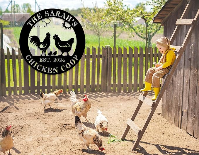 Personalized Metal Chicken Coop Sign | Custom Farm Name Plaque | Custom Chicken Name Sign | Outdoor Farmhouse Decor | Rustic Chicken Coop Metal Sign | Chicken Coop Gifts | Chicken Decor