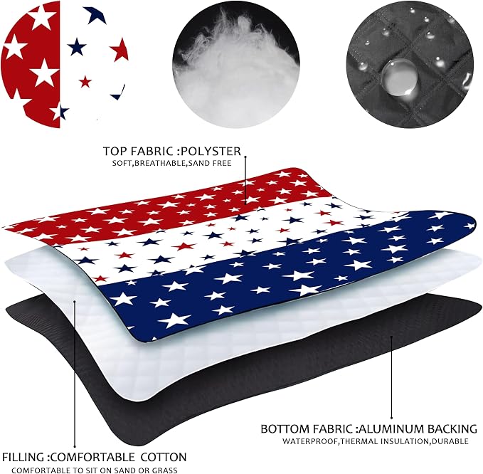 Picnic Blankets Beach Blanket 80" X 80" Extra Large Waterproof Camping Blankets Portable Outdoor Mat 3-Layer Blanket for Beach, Hiking, Park, Music Festival, Grass Lawn,Travel