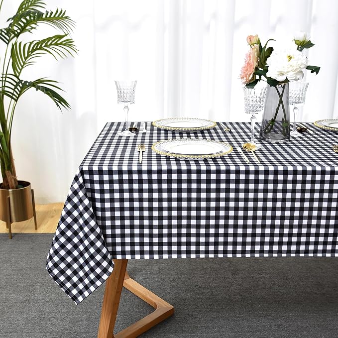 Waterproof Plaid Tablecloth Fabric - Square 58x58 Inch Classic Gingham Checker Table Cloth for Indoor/Outdoor Use - Buffalo Table Cover for Picnics, BBQs, and Parties