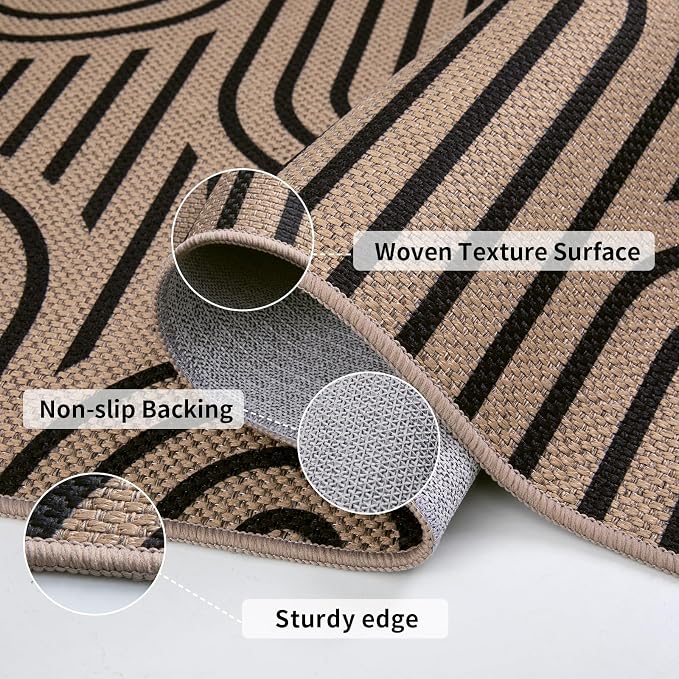 Tangsoo Easy Jute Rug 2x6 Washable Kitchen Runner for Hallways,Non-Slip Thin Farmhouse Rainbow Floor Carpet Modern Indoor Outdoor Runner Door Mat for Porch Laundry Bedroom Entryway