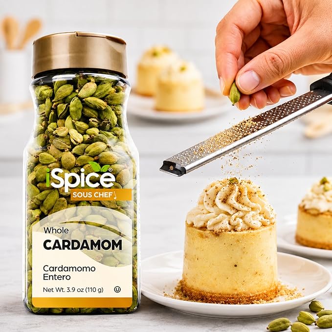 iSpice Cardamom Seeds Whole (3.9 Oz) 110g | Cardamom Pods Whole Pure And Fresh | Kosher | Aromatic Essential Kitchen Herbs