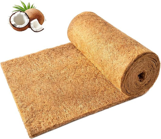 12x80 Inch Coconut Liner Roll for Planters Flower Basket Natural Coco Fiber Liners for Indoor & Outdoor Plants DIY Coir Fibre Mat Sheet for Animal Pet Pad Reptile Carpet Garden Decor