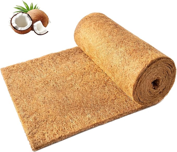 14x100 Inch Coconut Liner Roll for Planters Flower Basket Natural Coco Fiber Liners for Indoor & Outdoor Plants DIY Coir Fibre Mat Sheet for Animal Pet Pad Reptile Carpet Garden Decor