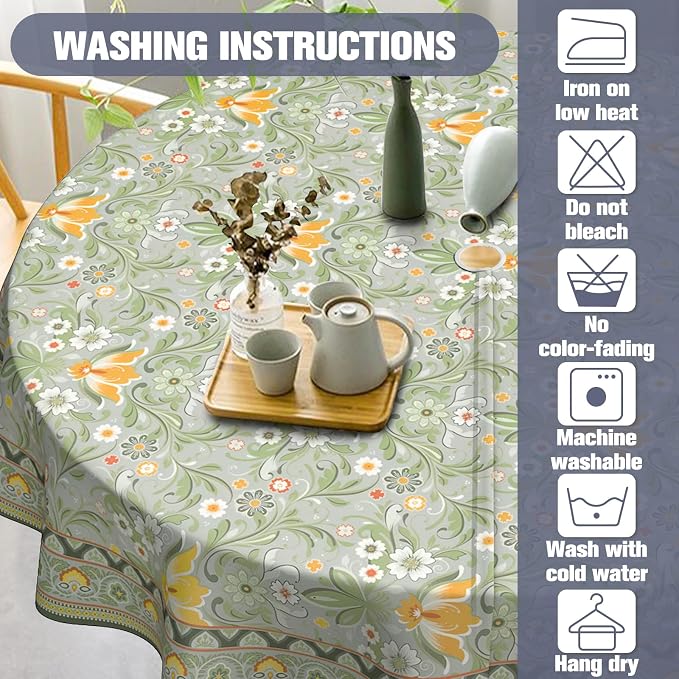 Green Outdoor Tablecloth with Umbrella Hole 60" x 60" Waterproof Zipper Table Cloth for Patio Table - Ideal Tablecloths for Picnics, Camping, and Yard Use
