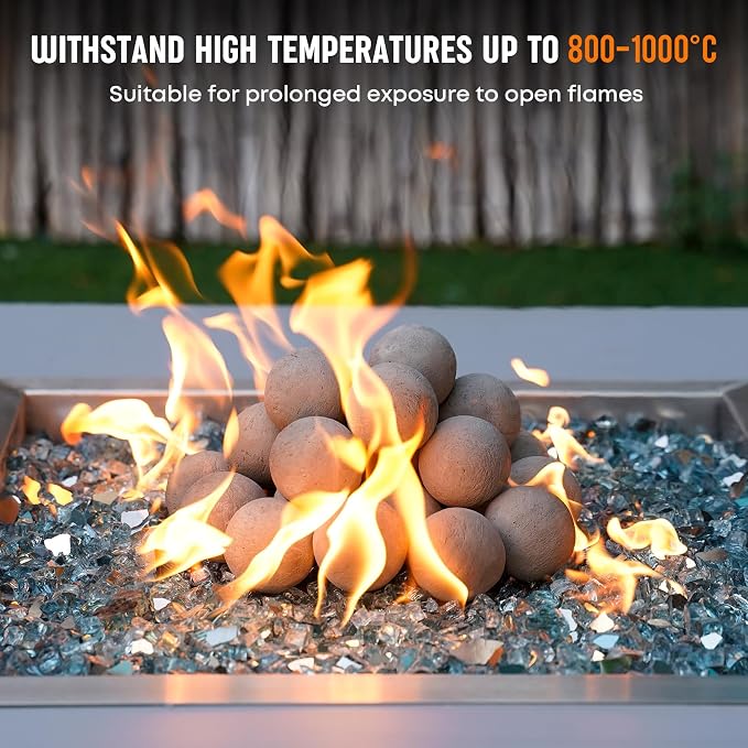 Stanbroil 2 inch Ceramic Balls, Set of 25 Round Balls, Modern Accessory for Indoor or Outdoor Fire Pits Fire Bowl and Fireplace, Gray