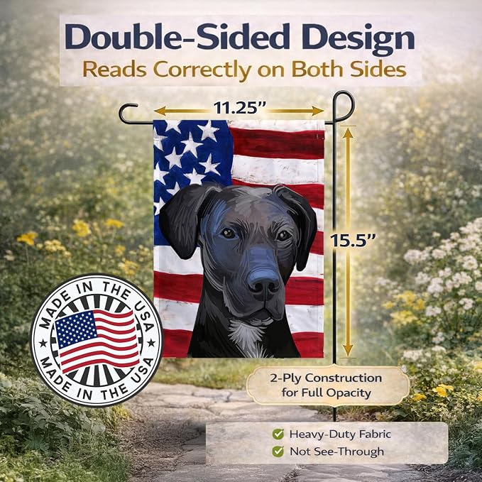 Caroline's Treasures CK6727GF Stephens Cur Dog American Flag Garden Flag Mailbox Flag Decorative Yard Flag Banner Outside Patio Artwork Yard Flower Beds, Garden Size, Multicolor