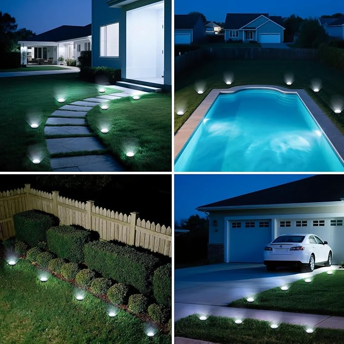 vighep Mini Solar Ground Lights, 24 Pack 2.2 Inch Flat Solar Lights Outdoor Waterproof, Mow‑Over Safe, Upgraded LED Landscape Lighting for Outside Garden Lawn Pathway Patio Yard Driveway,Cold White