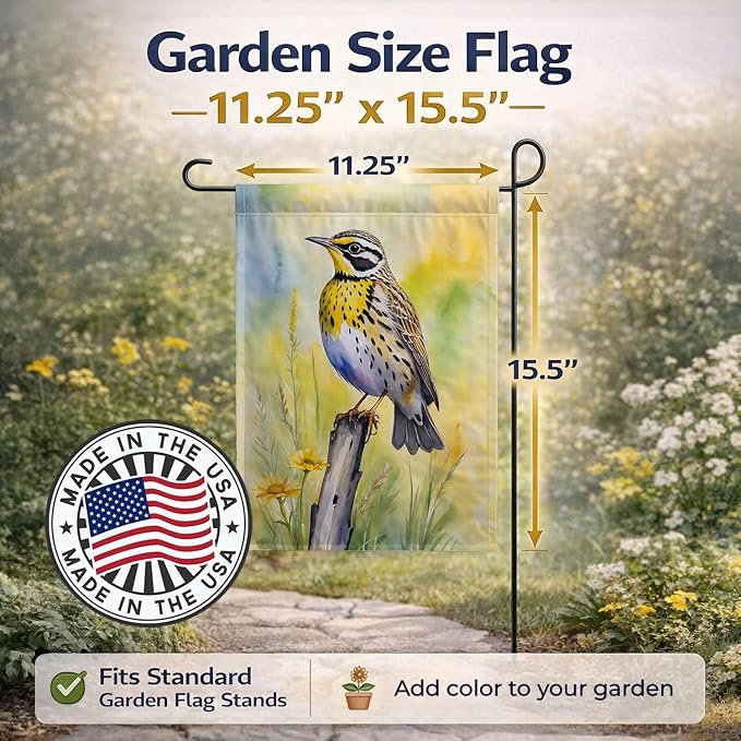 Caroline's Treasures Montana Western Meadowlark Garden Flag Mailbox Flag Decorative Yard Flag Banner Outside Patio Artwork Yard Flower Beds, Garden Size, Multicolor