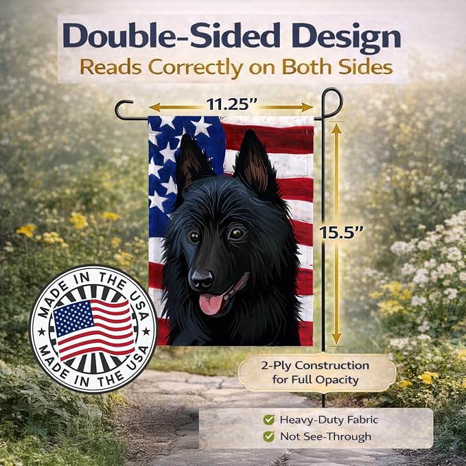 Caroline's Treasures CK6692GF Schipperke Dog American Flag Garden Flag Mailbox Flag Decorative Yard Flag Banner Outside Patio Artwork Yard Flower Beds, Garden Size, Multicolor