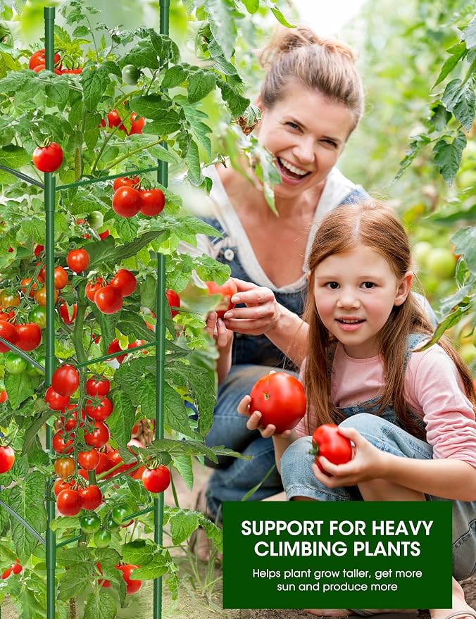 Tomato Cages, 3 Pack 51.2inch Adjustable Tomato Plant Support - Rust-Proof Tool-Free Triangle Trellis for Garden Climbing Plants, Raised Bed & Pots Plant Stakes