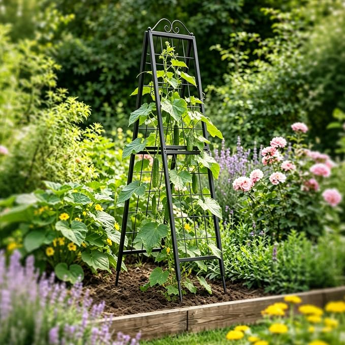 Zhongma Metal Garden Trellises Heavy Duty Plant Support Trellis(16"x 77"H A-Frame)