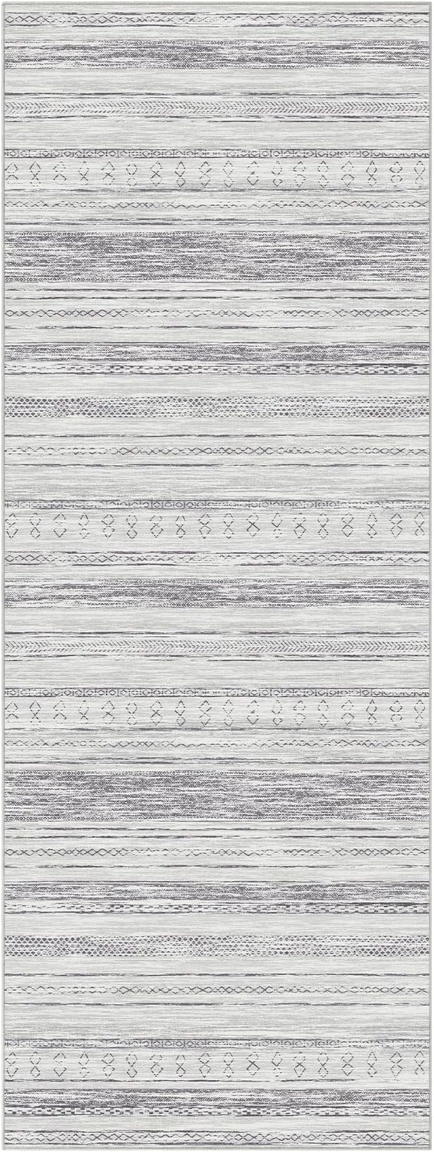 Tortania Area Rug 2x6 Runner Rugs - Washable Soft Neutral Boho Moroccan Farmhouse Rug Indoor Floor Carpet for Living Room Bedroom Kitchen Entryway Under Dining Table Home Office Decor - Grey