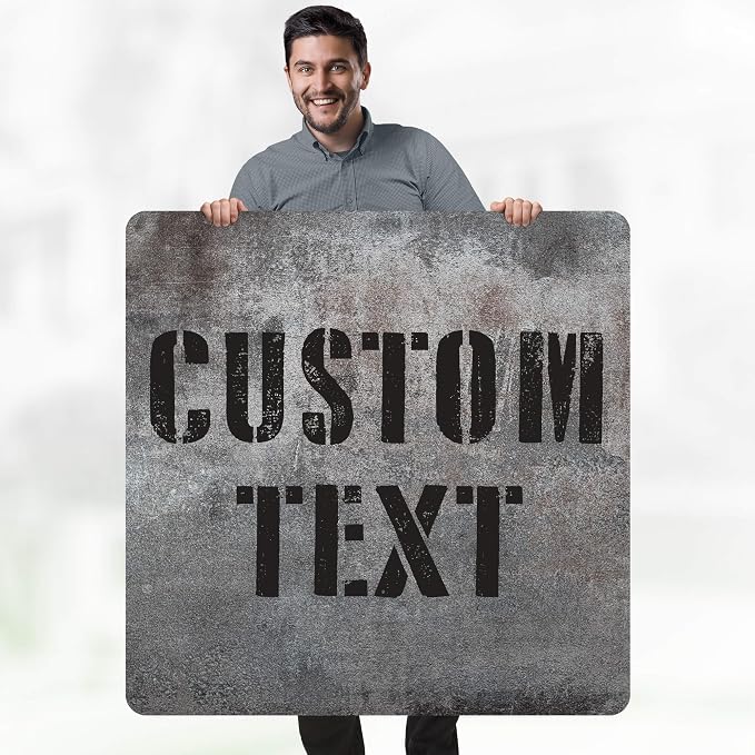 Custom Sign, Custom Street Sign, 11 Font Colors, 13 Font Styles, 4 Hole Options, 22 Sizes, 36x36 Inches, Rust Free DiBound, Fade Resistant, Made in USA by My Sign Center (Grunge Metal)