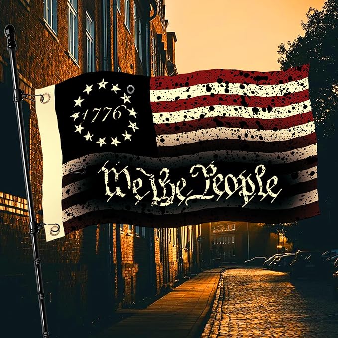 We The People 1776 Flag 3x5 Ft Outdoor Double Sided, Vintage Distressed American Flag with We The People, 150x90cm Patriotic Banner for 4th of July, Independence Day, Yard, Home Decoration