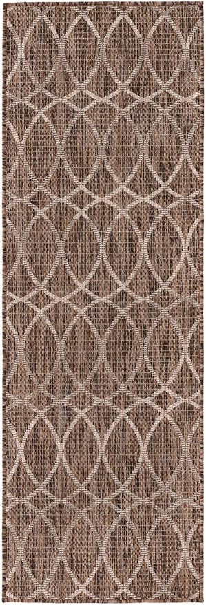 Unique Loom Outdoor Trellis Collection Area Rug - Gitter (2' x 6' 1" Runner, Brown/ Ivory)