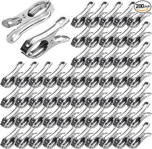 200PCS Greenhouse Clamps for Plants, Stainless Steel Clips for Netting, Strong Grip to Hold Down Shade Cloth or Plant Cover on Garden or Greenhouse Hoops 2 Inch