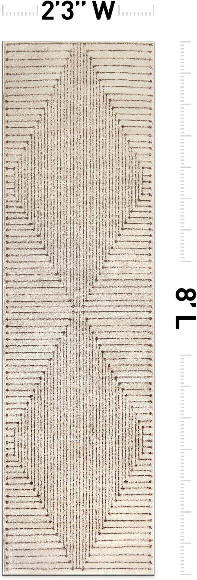 Rugshop Abstract Line Pattern Neutral Decor Runner Rug Beige 2' 3" x 8' | Size 2' 3" x 8', Living Room, Bedroom, Dining Room, Home Office, Kitchen, Entryway, Hallway, Nursery, Kids Room, Guest Room