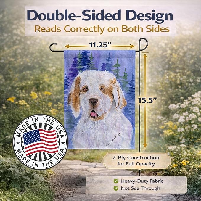 Caroline's Treasures SS8008GF Clumber Spaniel Garden Flag Mailbox Flag Decorative Yard Flag Banner Outside Patio Artwork Yard Flower Beds, Garden Size, Multicolor