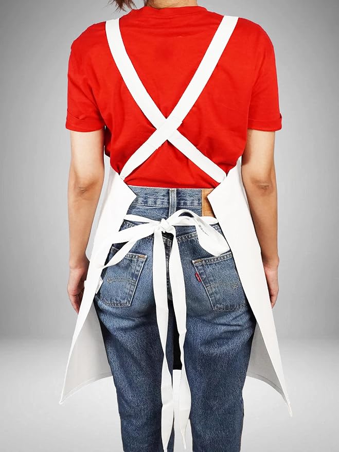 100% Cotton Kitchen Apron with 2 Pockets – Adjustable Chef Apron for Cooking Baking BBQ – Unisex Apron