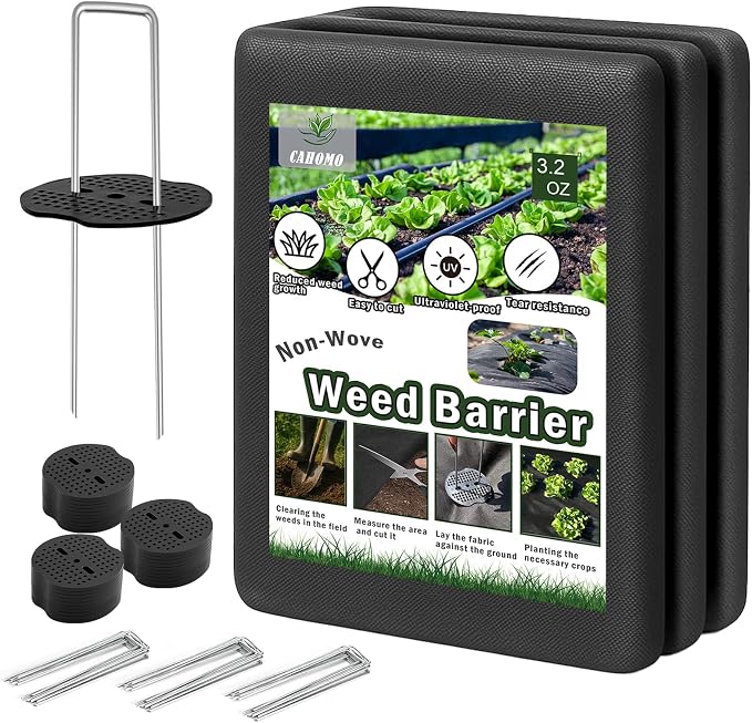 Non-Woven Thick Weed Barrier Fabric 3FT x 32FT, 3.2 oz Heavy Duty Weed Barrier Landscape Fabric, Ground Cover for Superior Weed Control, Easy Setup for Gardens, Landscaping, Flower Beds