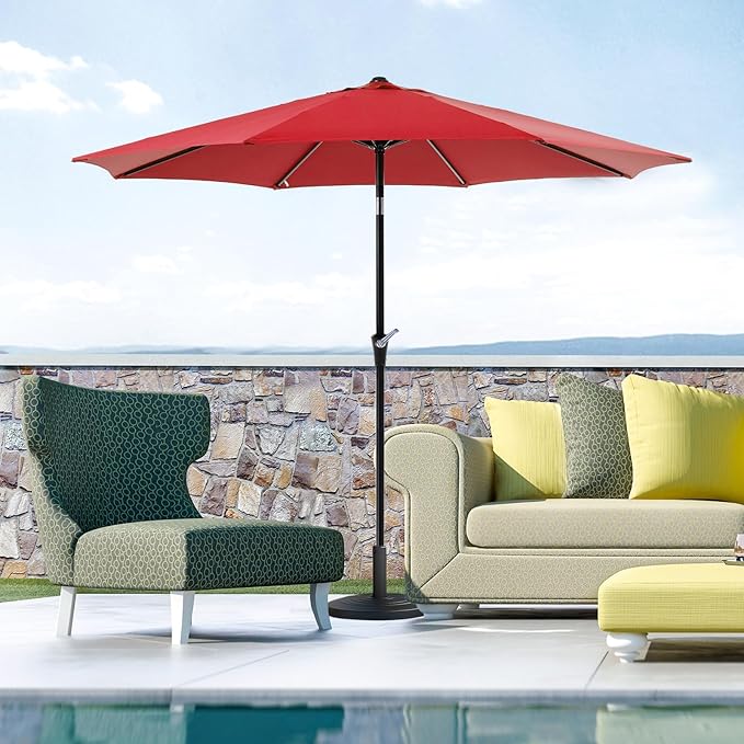 OLIXIS 9FT Outdoor Patio Umbrella, Patio Table Umbrella 9 Feet Sun Shade for Pool, Beach, Umbrellas with Tilt and Crank & Sturdy Ribs Waterproof for Outside Deck, Terrace and Restaurant