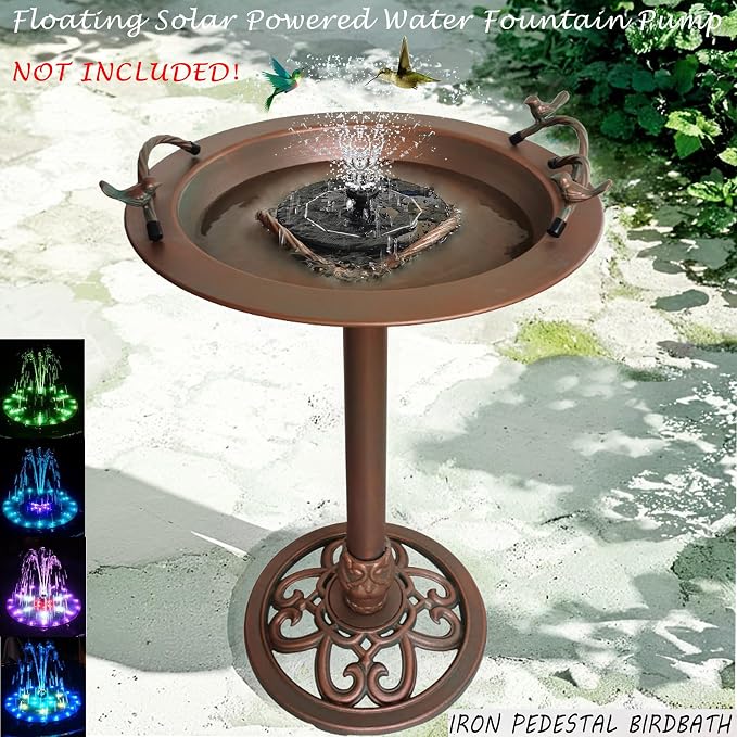 BSTGIFTS Metal Bird Bath - Iron Birdbath 28.5" H, Bird Bath for Water Fountain, Bird Feeder Bowl for Yard Patio Lawn Decor (Fountain Pump not Included)