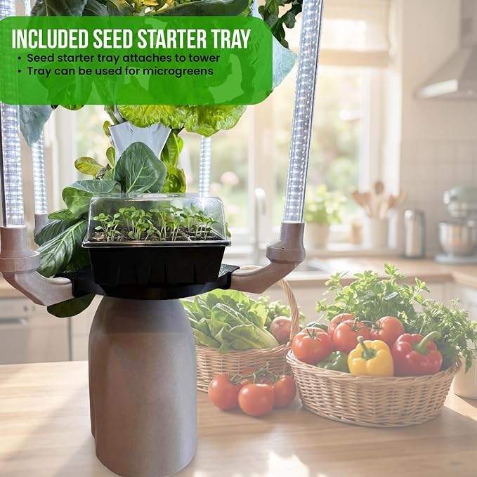 Hydroponic Tower Planter for 18 Plants - Vertical Indoor System | Complete Plant Growing Starter Kit, Herb and Vegetable Gardening, Microgreens, Includes Grow Lights, WiFi Control