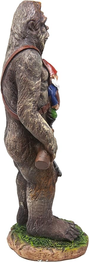 Funny Guy Mugs Bigfoot Garden Statue - Bigfoot and A Gnome - Indoor/Outdoor Garden Gnome Sculpture for Patio, Yard or Lawn