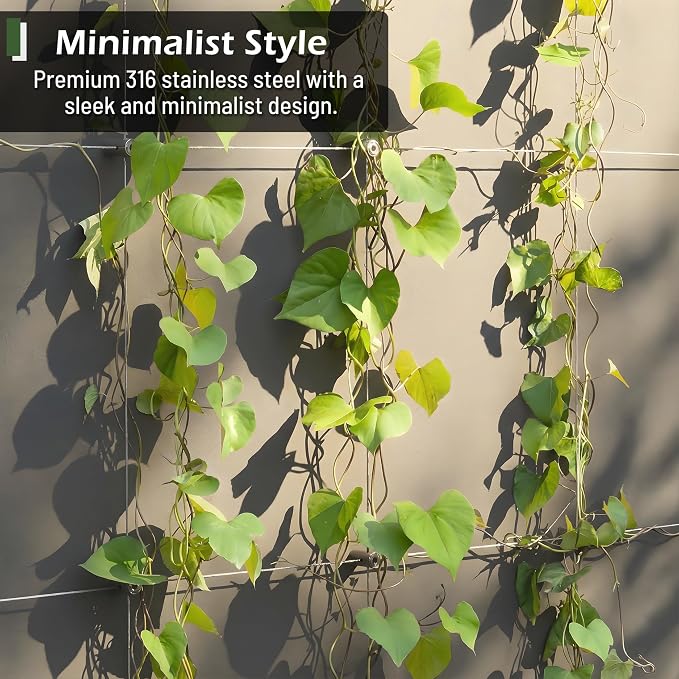 Wire Trellis for Climbing Plants Outdoor, 20-Set Wall Wire Trellis Kit, T316 Cylindrical Espalier System for Fence and Garden DIY Projects (Hubs Only, Without Cable)