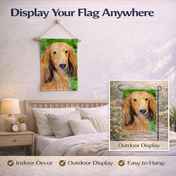 Caroline's Treasures SS8790GF Dachshund Garden Flag Mailbox Flag Decorative Yard Flag Banner Outside Patio Artwork Yard Flower Beds, Garden Size, Multicolor