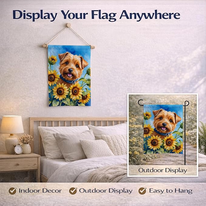 Caroline's Treasures DAC6125GF Norfolk Terrier in Sunflowers Garden Flag Mailbox Flag Decorative Yard Flag Banner Outside Patio Artwork Yard Flower Beds, Garden Size, Multicolor