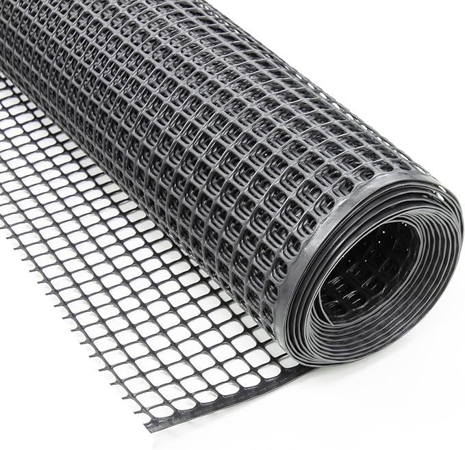Heavy-Duty Plastic Mesh Netting, Black, 35.4 x 197 in (90cm x 5m), 12mm Grid, Recycled Plastic, Cut-to-Size, Multi-Purpose for Gardening & Fencing