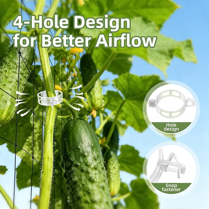 CLEANGOR 300Pcs Plant Clips, Plant Support Clips Plastic Trellis Clips | Garden Plant Clips for Tomatoes, Cucumbers, Vines, Reusable Garden Clips Tomato Clips, Gardening Supplies to Grow Upright