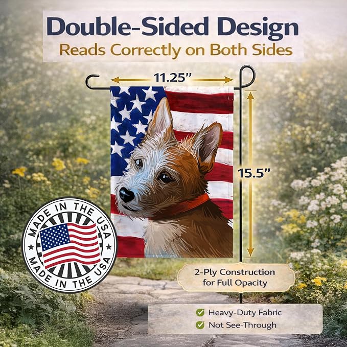Caroline's Treasures CK6659GF Portuguese Podengo Dog American Flag Garden Flag Mailbox Flag Decorative Yard Flag Banner Outside Patio Artwork Yard Flower Beds, Garden Size, Multicolor