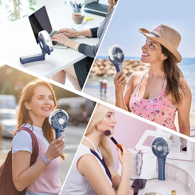 HandFan Upgraded Portable Handheld Misting Fan, Rechargeable Personal Mister Fan, Spray Water Mist Fans, Mini Cooling Hand Fans for Summer Beach Travel Concerts, Gifts for Women(Royal Blue)