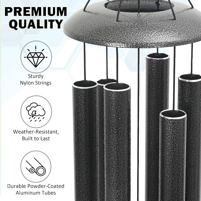 Vanquer Wind Chimes for Outside Deep Tone - 48'' Wind Chimes Outdoor Clearance, Deep Tone, Windchimes Outdoors, Memorial, Sympathy Gifts, Patio Yard, Home Décor (48" Grey)