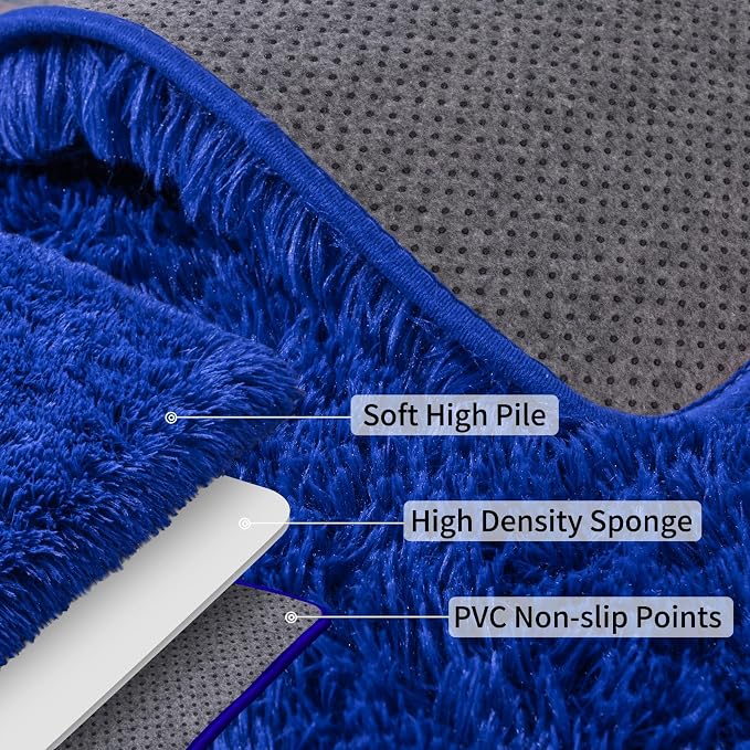 10x14 Large Fluffy Area Rugs for Living Room, Royal Blue | Upgrade Non-slip, Washable, Flame Resistant, High Pile Big Shag Rug Plush Carpet for Bedroom Kids Room Dorm Home Decor