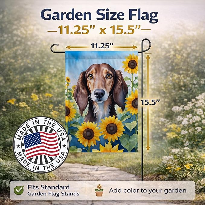 Caroline's Treasures DAC6152GF Saluki in Sunflowers Garden Flag Mailbox Flag Decorative Yard Flag Banner Outside Patio Artwork Yard Flower Beds, Garden Size, Multicolor